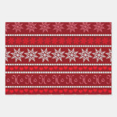 Feestelijke sneeuwvlok en rendierontwerp inpakpapier vel (Voorkant 3)