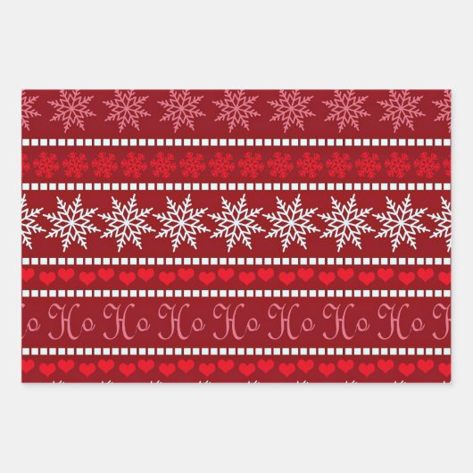 Feestelijke sneeuwvlok en rendierontwerp inpakpapier vel (Voorkant 2)