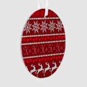 Feestelijke sneeuwvlok en rendierontwerp ornament (voorkant)