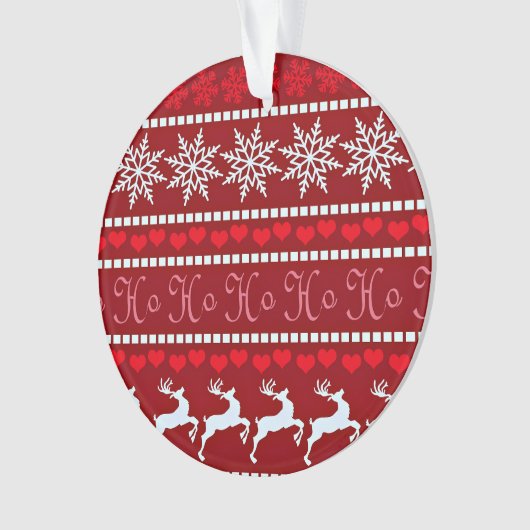 Feestelijke sneeuwvlok en rendierontwerp ornament (voorkant)