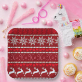 Feestelijke sneeuwvlok en rendierontwerp papieren bordje (Feest)