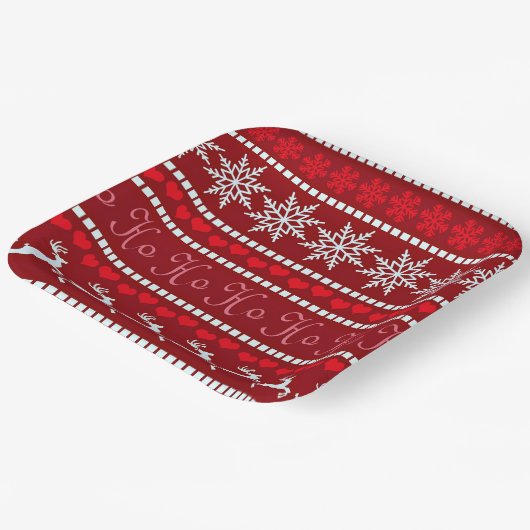 Feestelijke sneeuwvlok en rendierontwerp papieren bordje (Gebogen)