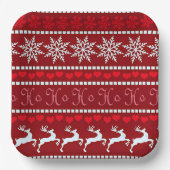 Feestelijke sneeuwvlok en rendierontwerp papieren bordje (Voorkant)