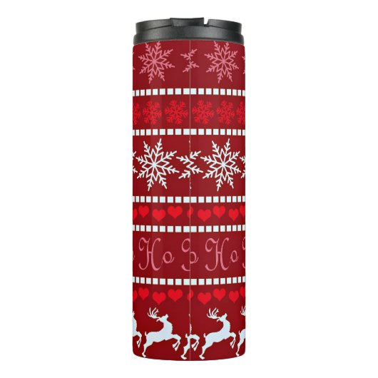 Feestelijke sneeuwvlok en rendierontwerp thermosbeker (Achterkant)