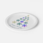 Feestelijke Sneeuwvlok Kerstboom Familie Vakantie Papieren Bordje (Gekanteld)