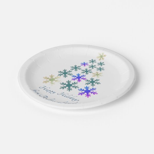 Feestelijke Sneeuwvlok Kerstboom Familie Vakantie Papieren Bordje (Gekanteld)