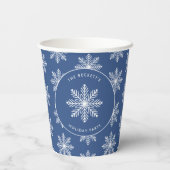 Feestelijke sneeuwvlok kerstfeest papieren bekers (Achterkant)