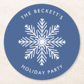 Feestelijke sneeuwvlok kerstfeest ronde kartonnen onderzetter (Voorkant)