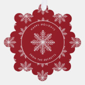 Feestelijke sneeuwvlok kerstfoto ornament kaart (Voorkant)