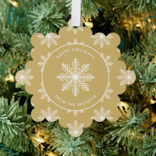 Feestelijke sneeuwvlok kerstfoto ornament kaart