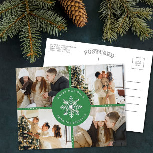 Feestelijke Sneeuwvlok Kerstmis 4 Foto Echt Folie Feestdagen Briefkaart