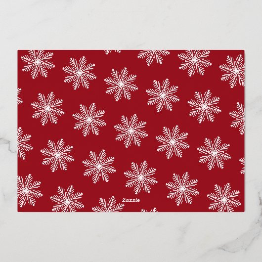 Feestelijke Sneeuwvlok Kerstmis 4 Foto Echt Folie Feestdagenkaart (Achterkant)