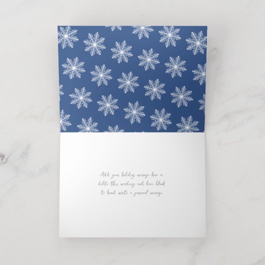 Feestelijke Sneeuwvlok Kerstmis 4 Foto Echt Folie Feestdagenkaart (Binnenlaag)