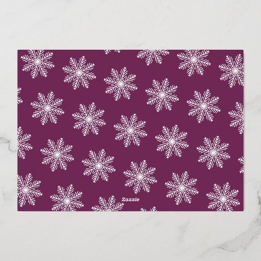 Feestelijke Sneeuwvlok Kerstmis 4 Foto Echt Folie Feestdagenkaart (Achterkant)