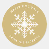 Feestelijke Sneeuwvlok Kerstvakantie Ronde Sticker (Voorkant)