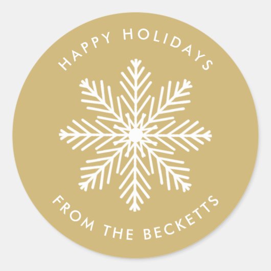 Feestelijke Sneeuwvlok Kerstvakantie Ronde Sticker (Voorkant)