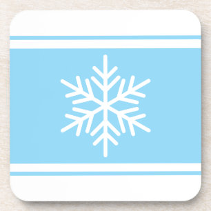 Feestelijke sneeuwvlok licht vorst blauw witte str bier onderzetter