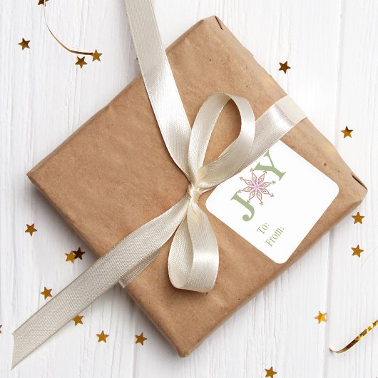 feestelijke sneeuwvlok met vrolijke feestdag naar vierkante sticker