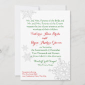 Feestelijke Sneeuwvlok Rood met Groene Winter Wedd Kaart (Voorkant)