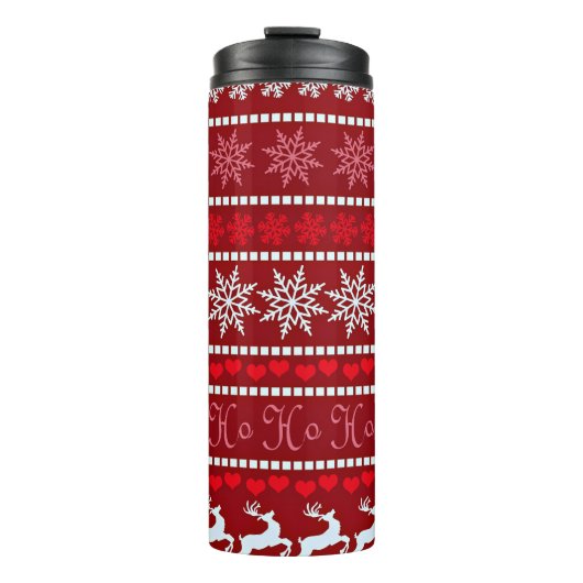 Feestelijke sneeuwvlok vakantie patroon thermosbeker (Voorkant)