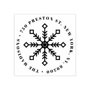 Feestelijke sneeuwvlok vakantie retour adres rubberstempel