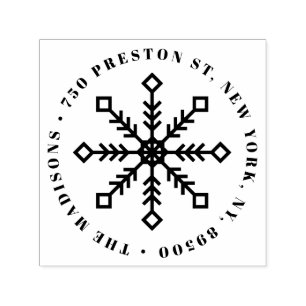 Feestelijke sneeuwvlok vakantie retour adres  zelfinktende stempel
