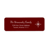 Feestelijke sneeuwvlok vakantie rood retouradres etiket (Voorkant)