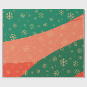 Feestelijke sneeuwvlokken op rood en groen inpakpa cadeaupapier (Vlak)