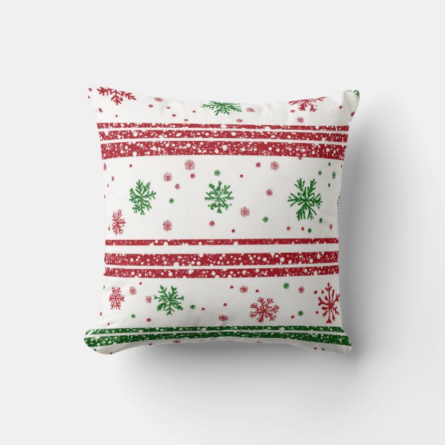 feestelijke sneeuwvlokstreep kussen (Voorkant)