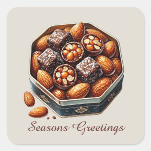 Feestelijke snoep Seizoenen Groeten Kerst Vierkante Sticker