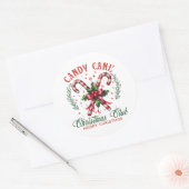 Feestelijke snoepriet kerstclub ronde sticker (Envelop)