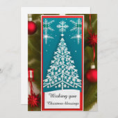 Feestelijke Snowflake Christmas Kaart (Voorkant / Achterkant)