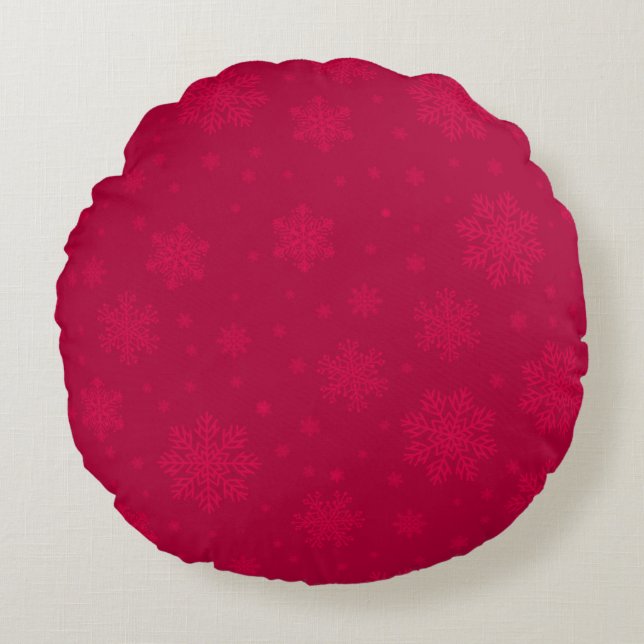 Feestelijke Snowflake Kerstprint | winterwonder Rond Kussen (Voorkant)