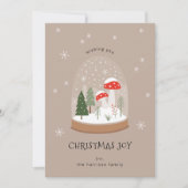 Feestelijke Snowglobe Bomen Paddestoel Kerstvreugd Feestdagenkaart (Voorkant)