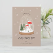 Feestelijke Snowglobe Bomen Paddestoel Kerstvreugd Feestdagenkaart (Staand voorkant)