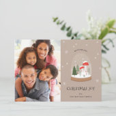 Feestelijke Snowglobe Foto Kerstvreugde Feestdagenkaart (Staand voorkant)