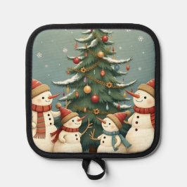 Feestelijke Snowman Familie Kerst Collectie Pannenlap