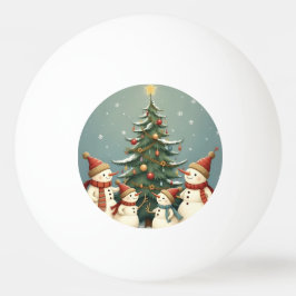 Feestelijke Snowman Familie Kerst Collectie Pingpongbal