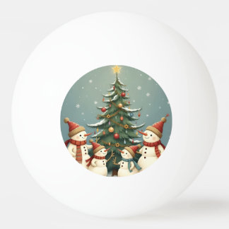 Feestelijke Snowman Familie Kerst Collectie Pingpongbal