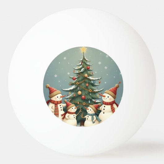 Feestelijke Snowman Familie Kerst Collectie Pingpongbal (Voorkant)