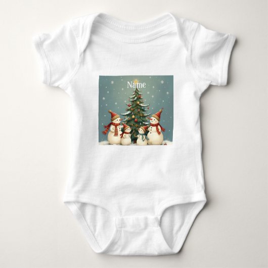 Feestelijke Snowman Familie Kerst Collectie Romper (Voorkant)
