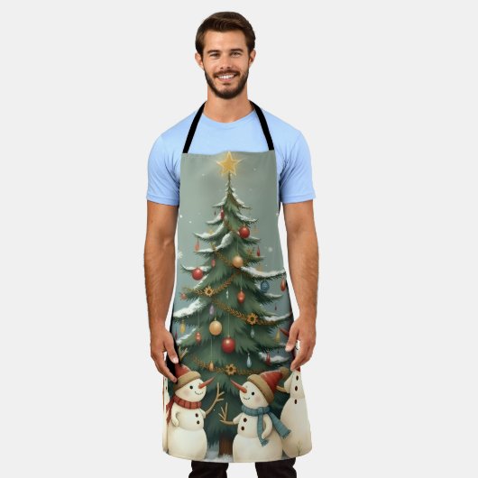 Feestelijke Snowman Familie Kerst Collectie Schort (Gedragen)