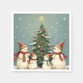 Feestelijke Snowman Familie Kerst Collectie Servet