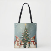 Feestelijke Snowman Familie Kerst Collectie Tote Bag (Voorkant)