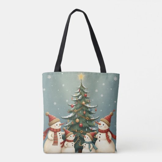 Feestelijke Snowman Familie Kerst Collectie Tote Bag (Achterkant)