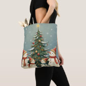 Feestelijke Snowman Familie Kerst Collectie Tote Bag (Dichtbij)