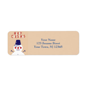 Feestelijke Snowman retour adreslabels Etiket