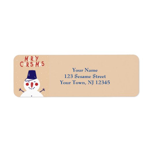 Feestelijke Snowman retour adreslabels Etiket (Voorkant)