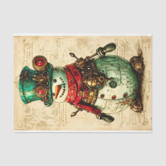 Feestelijke Snowman Steampunk Vibe BL1 Decoupage Tissuepapier (Voorkant)