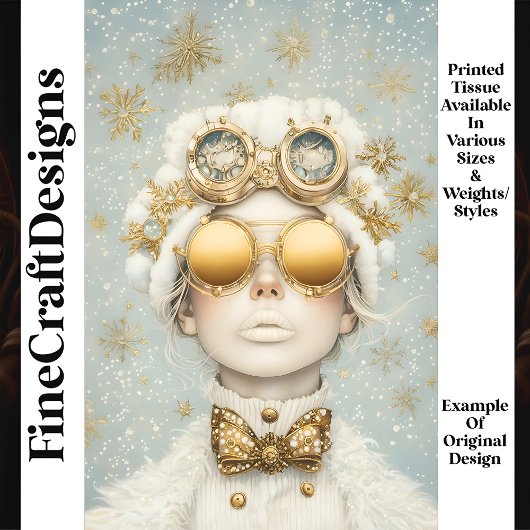 Feestelijke Snowy Chic Steampunk Girl Q7 Decoupage Tissuepapier